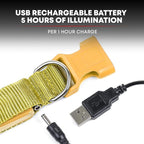ILLUMISEEN LED Dog Collar USB Rechargeable | Bright & High Visibility Lighted Glow Collar for Pet Night Walking | Weatherproof, in 6 Colors & 6 Sizes (Yellow X-Large)