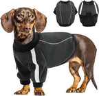 Queenmore Fleece Dog Sweater for Male Dogs, Soft Pullover Dog Sweatshirt with Leash Hole/Reflective Stripes – Cozy Winter Fleece Jacket for Small Medium Large Boy Puppy, Grey L