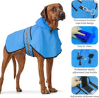 Weesiber Dog Raincoat, Waterproof Dog Rain Jacket with Leash Hole, Reflective Puppy Rainwear Hooded Pet Poncho Slicker for Walking (S, Blue)