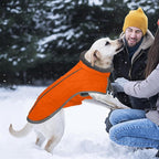 Fragralley Dog Coat Large, Waterproof Dog Jacket with Warm Fleece Lining, Adjustable Reflective Dogs Winter Coat, Turtleneck Pet Coats for Cold Weather (Orange XXXL)