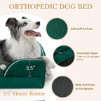 Comfort Expression Orthopedic Dog Bed for Small Dogs 24x16 Inch, Waterproof Supportive Egg Crate Foam Small Pet Bed with Removable Bolsters, Dog Couch with Washable Cover & Non-Slip Bottom, Emerald