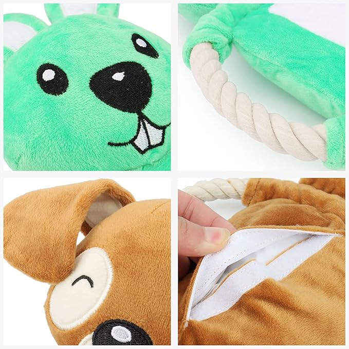 Squeaky Dog Toys , Funny Dog Toys Stuffed Plush Dog Toy , Cute Dog Rabbit Dog Birthday Gift Dog Chew Toys Pet Toys for Small Medium and Large Dogs(Green Rabbit)
