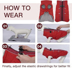 Dog Coat - XS, Warm Zip Up Snowsuit Dog Harness Vest, Reflective Water-Resistant, Red