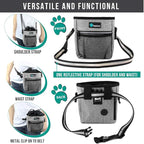 PetAmi Dog Treat Pouch, Pet Treat Pouch for Training, Dog Walking Bag Holder for Kibbles, Pet Food Toy, Dog Trainer Essentials Supplies, Poop Bag Dispenser, 3 Ways to Wear (Heather Gray)
