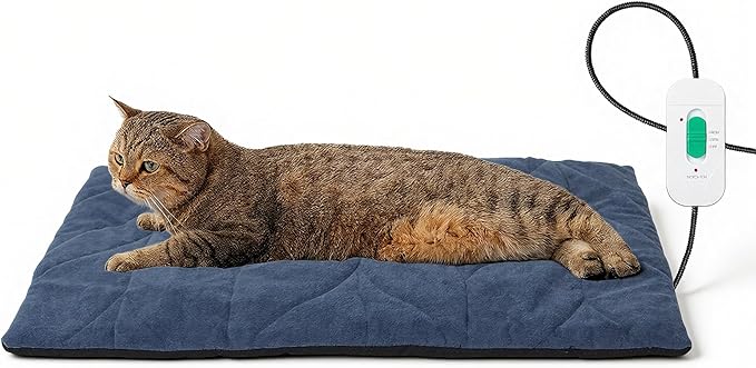Dog Heating Pad (31"x20") - Waterproof Electric Heated Mat & Pet Bed for Indoor and Outdoor Use, Chew Resistant Cord, Machine Washable Cover with Wheat Pattern Quilting, for Cats and Pets