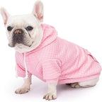 2 Pack Dog Hoodie Sweaters for Small Medium Dogs Warm Dog Clothes for Large Dogs Soft Waffle-Like Laminated Sweatshirt Bulldog (Pink, XXS (Back: 8",Chest: 11", Neck: 7.9"))