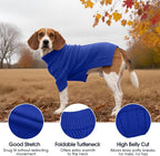 IECOii Dog Sweaters For Medium Dogs Girl Boy,Holiday Knit Doggy Sweatshirt with Sleeve,Turtleneck Thick Warm Dog Sweaters for Winter,Pullover Knitwear for French Bulldog,Boston Terrier (Royal Blue, L)