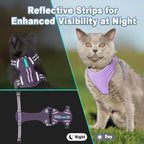 Cat Harness and Leash Set Escape Proof for Kitten Walking, Soft Adjustable Top Handle Vest Harnesses for Cats, Easy Control Breathable Reflective Small Medium Large, Violet Purple, S