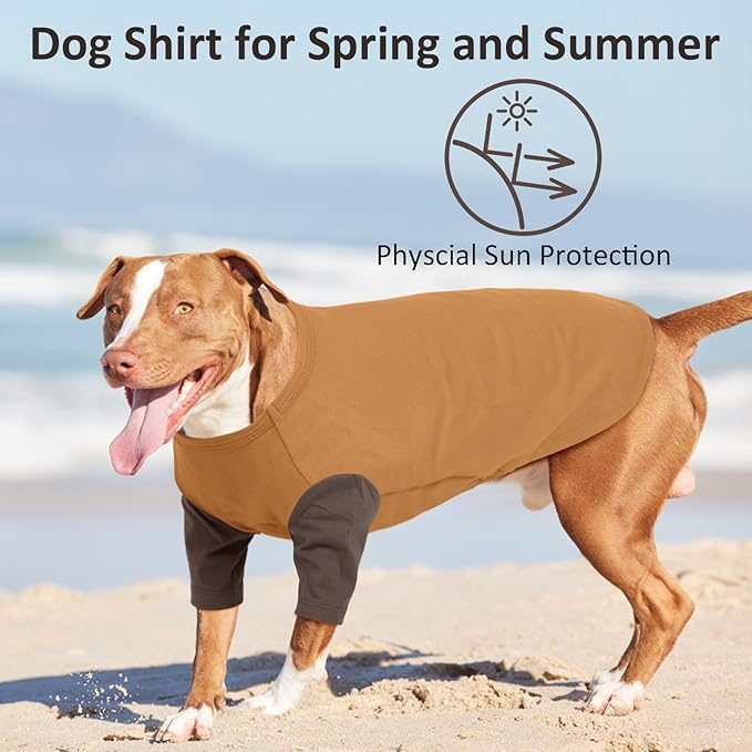 2 Pack X-Large Dog Shirts - Breathable Lightweight Basic Tees, Durable Moisture-Wicking Clothes for Beagle, Bullmastiff, Sleeping Hot Summer Day Outdoor Activities, Travel, Seaside, Brown