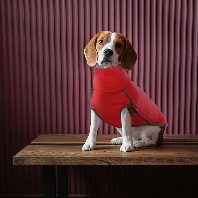 ROZKITCH Dog Winter Coat Soft Pullover Pajamas, Pet Windproof Warm Cold Weather Jacket Vest Cozy Jumpsuit Apparel Outfit Clothes for Xmas Walking Sleep BrightRed XL