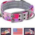 ADITYNA Heavy Duty Dog Collar for Medium Dogs - Camo Pink Purple Collar with Handle for Training, and Walking - Wide, Thick, Tactical, Soft Neoprene Padded