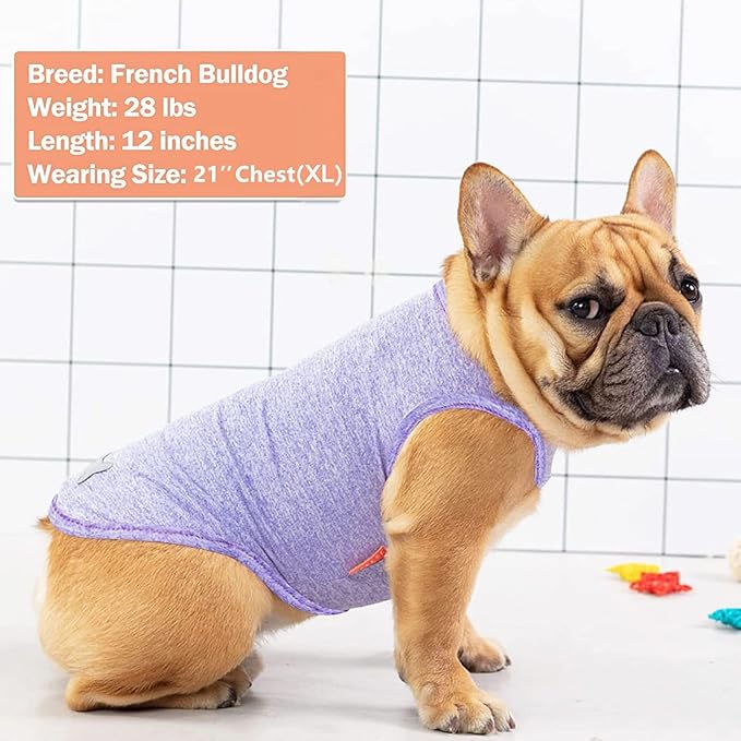 KYEESE 2 Pack Dog Shirts Quick Dry Soft Stretchy Pet T-Shirts with Reflective Label Tank Top Sun Protection Sleeveless Vest Dog Clothes for Small Medium Dogs, XX-Large, Purple+Pink