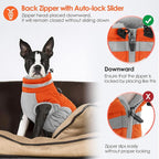 AOFITEE Dog Coat, Warm Dog Jackets for Large Dogs, Reflective Turtleneck Dogs Winter Coat with Harness Built in, Waterproof Windproof Pet Snow Jacket Fleece Vest for Cold Weather, Orange XXL