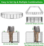 Dog Playpen Outdoor Extra Wide 32 Piece Panels Heavy Duty Dog Fence 40" Height Anti-Rust with Doors Portable for RV Camping Yard, Total 84FT, 561 Sq.ft, Snowy Black