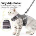 Cat Harness and Leash Escape Proof Kitten Harness Cat Leash for Walking Travel Service Cat Vest, Grey, X-Small