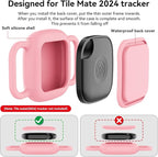 DDJ 2-Pack Dog Collar Holder for Tile Life360 Mate (2024) 2022 Tracker, Waterproof Silicone Cover Full-Body Protective Case for Tile Mate Tracker Cat Collar, Ultra Durable, Scratch Resistant, Pink
