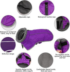 Fragralley Dog Coat Large, Waterproof Dog Jacket with Warm Fleece Lining, Adjustable Reflective Dogs Winter Coat, Turtleneck Pet Coats for Cold Weather (Purple XXL)