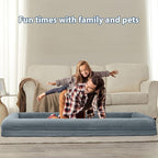 WNPETHOME Human Dog Bed for Adult, Washable Dog Couch with Removable Waterproof Cover, Orthopedic Large Pet Sofa Bed with Bolster Sides for Sleeping