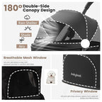 Lightweight Dog Stroller for Small Dogs & Cats Portable Compact Folded Pet Stroller Up to 35lbs Medium Pets One Click Folding Large Cat Carriage with Convertible Canopy Storage Basket - Black