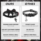 EXPAWLORER Cat Collar Breakaway,Adjustable Soft Velvet Cat Collar with Cross Accessory and Bell,Safety Quick Release Gothic Style Pet Collar for Cat,Kitten,Small Dog