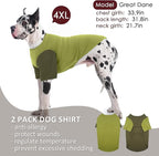 IKUPUKO 2 Pack Dog T-Shirts for Extra Large Dogs Soft Breathable Cotton Shirt Shedding Control Clothes for Great Dane, Summer Hot Weather Walking, Seaside, Park Play, XXXXXL