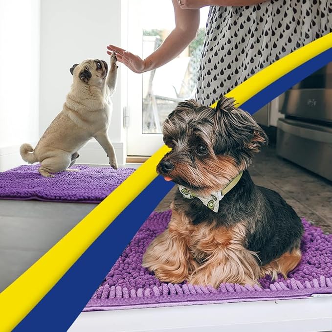 Muddy Mat® Shown on TV – Super Absorbent Door Mat Indoor, Microfiber Quick Dry Chenille Entryway Rug, Non-Slip Front Door Mat, Indoor Mats for Entryway, Machine Washable Pet Rug, Purple 24"x36"