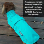 DJANGO Dog Jacket & Raincoat – Lightweight Water-Resistant Coat for Small, Medium & Long Dogs Like Dachshunds – Reflective, Adjustable Fit, Harness-Compatible & Easy-Access Harness Hole - Blue, Medium