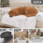 Tinaco Luxurious Calming Dogs/Cats Bed Mats, Dog Pad Washable Removable Couch Cover, Plush Long Fur Mat for Pets, Waterproof Lining, Perfect for Small, Medium and Large Dogs and Cats (Beige, 34"x30")