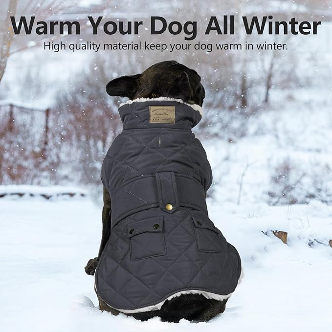 KYEESE Dog Coat Warm Pet Winter Puffer Coat with Leash Hole Soft Pet Sweater for Cold Weather Waterproof Dogs Jacket with Fleece Lined Thick Cat Clothes with Pocket Windproof Dog Coats for Small Dogs