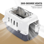 MoNiBloom 18-Inch 2-Door Top Loading Cat Carrier, Plastic Dog Crate Hard-Sided Dog Travel Carrier for Small Dogs and Cats, Ventilation and Security Lock Design for Pets up to 10 lbs (Grey)