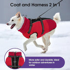SUNFURA Small Dog Coat with Harness Built-in, Warm Dog Jacket with Zip, Reflective Winter Coat Pet Sweater Clothes for Small Dogs Schnauzer, Yorkshire Terrier, Shih Tzu, Red S