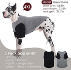 IKUPUKO 2 Pack Dog T-Shirts for Extra Large Dogs Soft Breathable Cotton Shirt Shedding Control Clothes for Great Dane, Summer Hot Weather Walking, Seaside, Park Play, XXXXXL