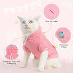 BEAUTYZOO Dog Hoodie & Cat Sweater for Small Dogs Puppy Girls Boys, Fleece Lined Warm Winter Fall Dog Clothes with Leash Hole and Pocket, Ultra-Soft Pet Jacket Coats Kitten Clothing, Pink L