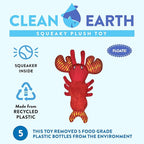 Spunky Pup Clean Earth Plush Lobster | Made from 100% Recycled Water Bottles | Small