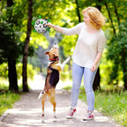 QDAN Dog Soccer Balls Toy with Bell Inside, Outdoor Interactive Toys for Tug of War, Puppy Birthday Gifts, Water Toy, Durable Ropes Squeaky Ball for Small Medium Dogs （6 INCH）