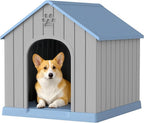 Dog House Outdoor Indoor, Weatherproof Insulated Dog House with Elevated Floor and Air Vents for Small to Medium Dogs,Easy Clean and Assemble (Blue, 26.18''L × 24.02''W × 25.98''H)