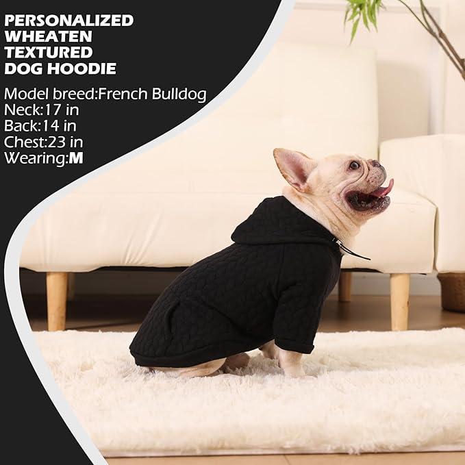 EXPAWLORER Textured Cable Knit Basic Dog Hoodie, Elevated Style Dog Sweater with Leash Hole and Pocket, Soft and Warm Pet Winter Coat, Cold Weather Clothes for Small Medium Large Dogs Cats,Black XXL