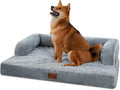 Orthopedic Dog Beds for Large Sized Dogs, Waterproof Egg Crate Foam Large Dog Couch Beds with Comfy Bolster 36x27Inch, Washable Pet Beds with Removable Cover and Nonskid Bottom, Grey