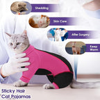 SUNFURA Hair Sticky Cat Clothes, Cat Sweater for Cats Only, 4-Legged Fleece Sweaters Kitten Pajamas Reduce Shedding Fur, Warm Pullover Shirts for Cats, Pink L