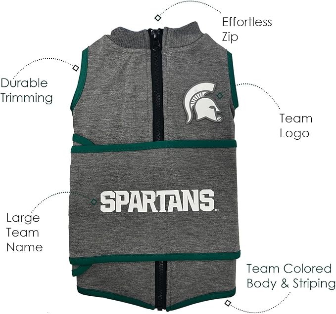 NCAA Michigan State Spartans Dog Anxiety Shirt Calming Soothing Vest for Dogs Cats with Anxiety Fears Fireworks, Loud Noises, Dark Lonely Keeps Dogs Calm Feeling Safe, Relaxing Jacket X-Small
