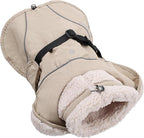 Adjustable Dog Coat with Harness Slot, Waterproof Fleece Lined Winter Jacket, Windproof Reflective Pet Vest for Cold Weather for Small Medium Large Dogs (Beige, Large)