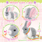 Tagitary Plush Bunny Toy for Kids,Easter Interactive Realistic Bunny with Leash,Golden Egg and Wind Up Toy,That Hopping,Ears Wiggling,Twitching Nose,Rabbit Toys Easter Stuffers Gift for Toddlers