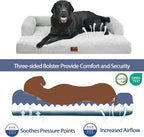 Orthopedic Dog Beds for Extra Large Dogs, Waterproof Egg Crate Foam XL Dog Bed with Sides 45 * 35Inch, Big Dogs Couch Beds with Removable Washable Cover and Nonskid Bottom, Grey White