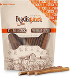 FOODIEPAWS 6 Inch Jumbo Bully Sticks for Dogs, 10 Pack | All Natural, Grass-Fed Beef | Extra Thick, Rawhide-Free & Fully Digestible Chews | Odor-Free, Long Lasting Dog Treats for Medium & Large Breeds