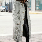 LOAIHA Women Chunky Cable Knit Long Sleeve Cardigan Fall Winter Trendy Oversized Button Down Sweaters Outerwear with Pocket