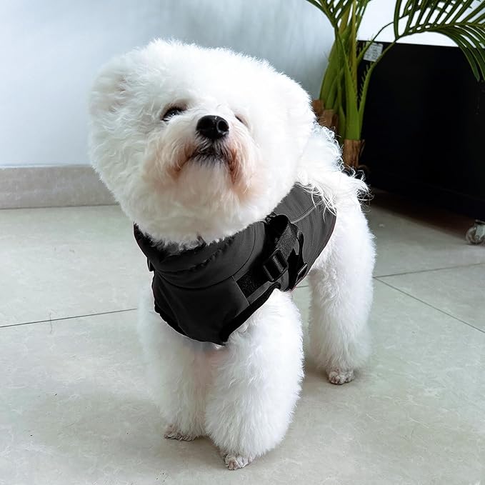 Dog Winter Coat Reflective Water-Resistant Jacket, Fleece Lined Windproof Puppy Coat with Back Zipper & D-Ring, Cold Weather Dog Coats for Small Medium Large Dogs (XXL, Black)