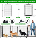 Dog Playpen Outdoor Extra Wide 12 Piece Panels Heavy Duty Dog Fence 47" Height Anti-Rust with Doors Portable for RV Camping Yard, Total 32FT, 79 Sq.ft, Snowy Black