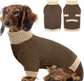 Dog Sweaters for Medium Dogs Boy Girl, Soft Turtleneck Sweater with Leash Hole, Stretchy Fall Sweater Christmas Halloween Fleece Winter Warm Pet Clothes Costume for Schnauzer Bichon Frise, Brown M