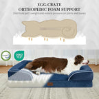 Comfort Expression Orthopedic Dog Bed for Large Dogs 38x25 Inch, Waterproof Supportive Egg Crate Foam Large Pet Bed with Removable Bolsters, Dog Couch with Washable Cover & Non-Slip Bottom, Navy Blue