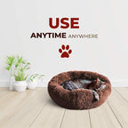 Whiskers & Friends Cat Bed, Cat Beds for Indoor Cats Washable, Orthopedic Soft Fluffy Round Calming Pet Bed for Small to Large Kitty Kittens & Dogs, Small Dog Beds & Furniture